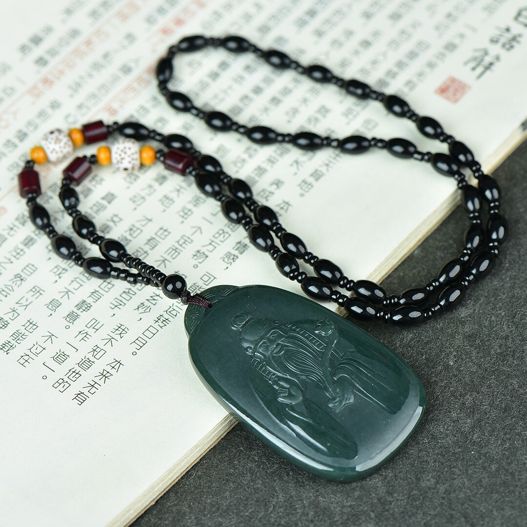 Chinese Hetian Gray Jade Hand Carving Lao-tzu Hill Water Scenery