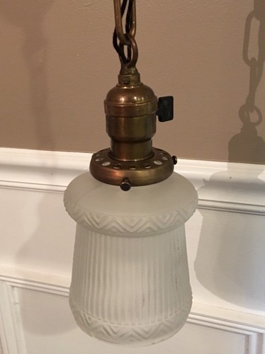 Wired Single Brass Pendant Light Fixture With Shade 25B - Picture 2 of 3
