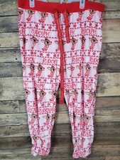 Rudolph The Red Nosed Reindeer Pjs XL 16-18 Waist Unstretched 38" L 26" Hips 46"