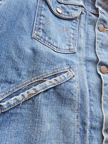 True Vintage 60s/70s Harley Davidson Patch Maverick Blue Bell Denim Trucker 38 - Picture 10 of 14