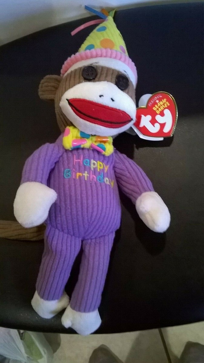 Purple Ty Socks The Sock Monkey Birthday Sock Ty Beanie Baby Sock