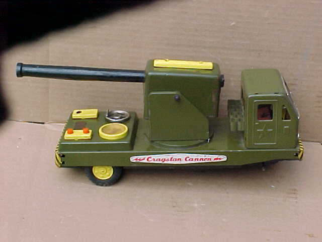 VINTAGE TIN LITHO TOY CRAGSTAN CANNON ARMY TRUCK 1950