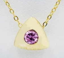 PINK SAPPHIRE 0.54 Cts SLIDE PENDANT 10k GOLD * Free Chain ** Made in USA **