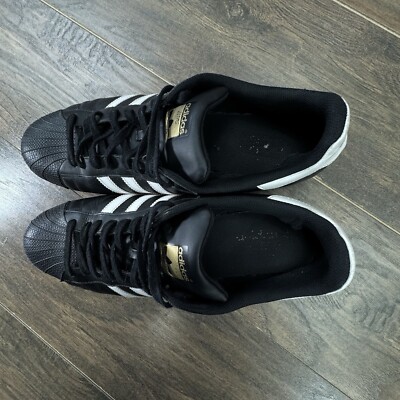 Adidas Superstar Shoes Mens 18 Black Leather Foundation Athletic Casual  B27140 | eBay