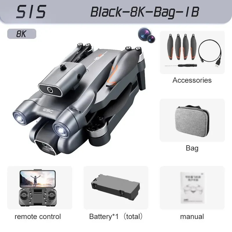 S1S 4K Brushless Professional Drone, 8K HD Camera, 5G Wifi, Obsta Avoidance