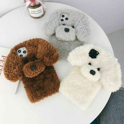 3D Plush Teddy Dog Phone Case for iPhone 11 12 13 14 15 Pro Max XR XS 7 8 SE