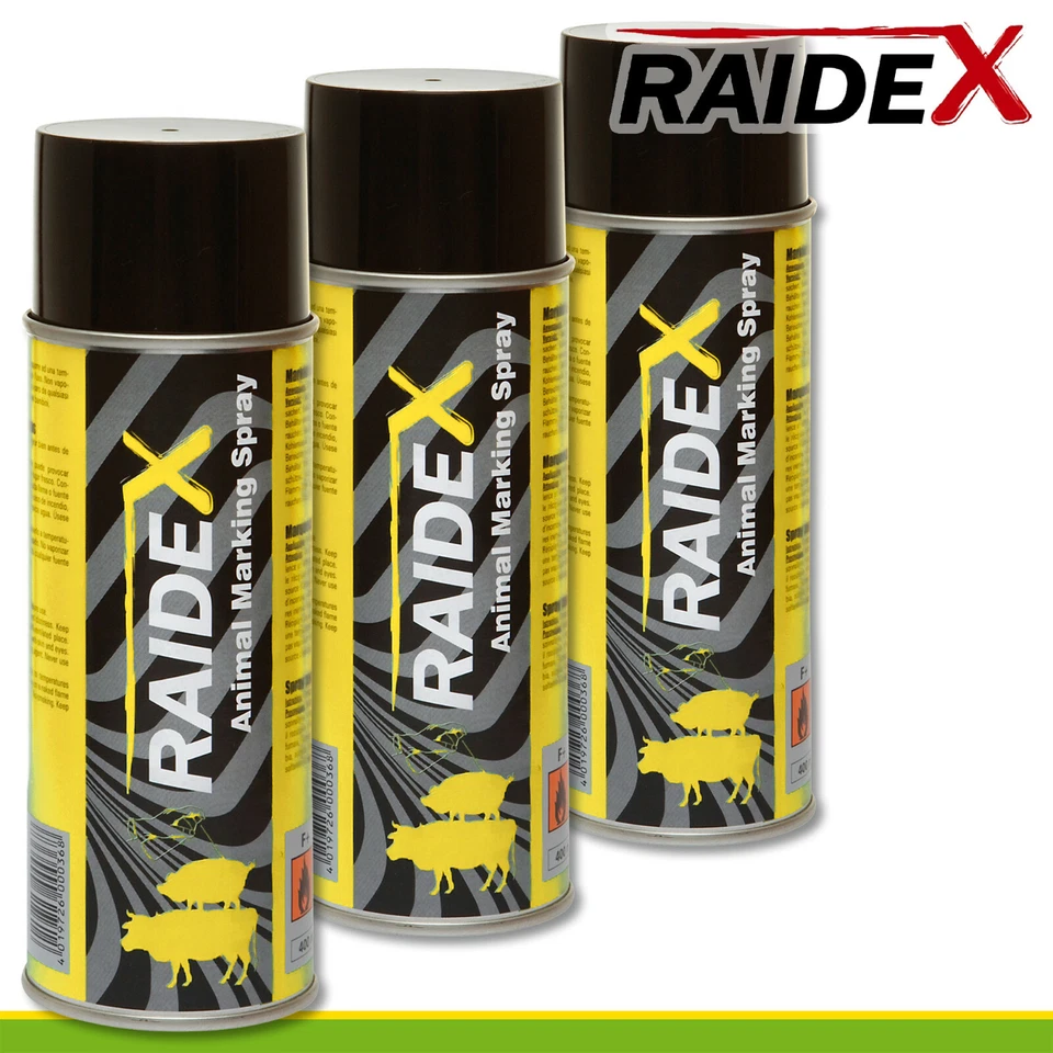 Raidex 3x 400ml Viehzeichenspray gelb Schafe Kühe Vieh Stall Weide Schweine