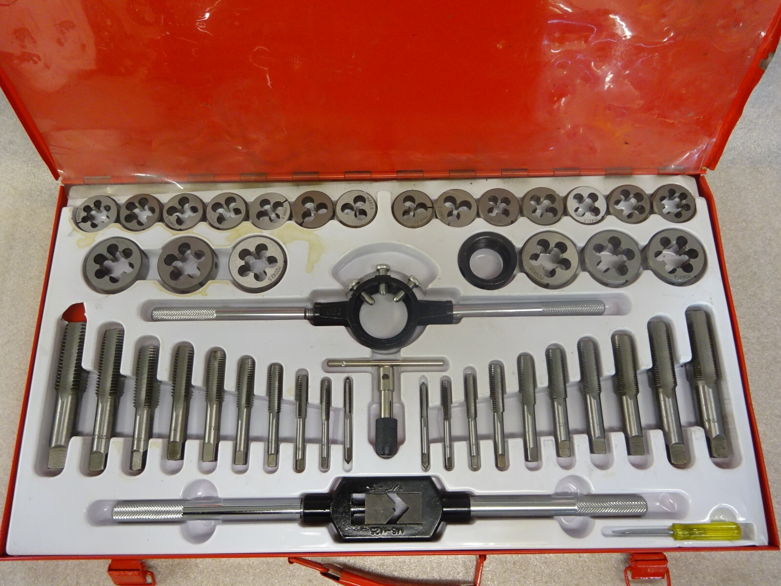 45 piece tap and die set in red metal case. eBay