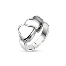Women Engagement Ring Women Steel 2 Hearts Connected Ideal San 4374