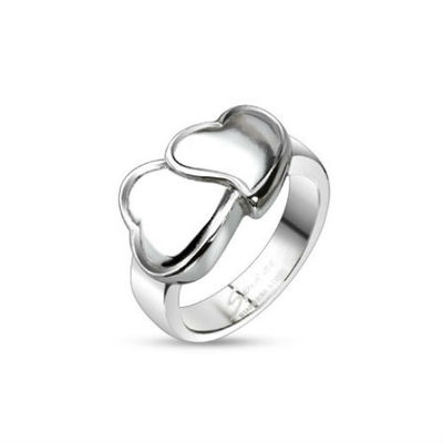 Ring Weiblich Von Verlobung Stahl Frau 2 Herzen Bonded Ideal Sankt Valentin 4374