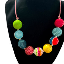 NWOT - Toddler/Girls Adjustable Beaded Necklace - Yellow Green Blue Red