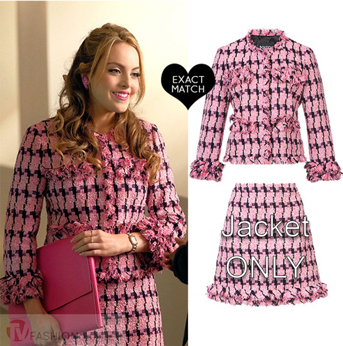 【関税込み】moschino Tweed cropped jacket Moschino HOUNDTOOTH TWEED JACKET PINK 4 Dynasty Private