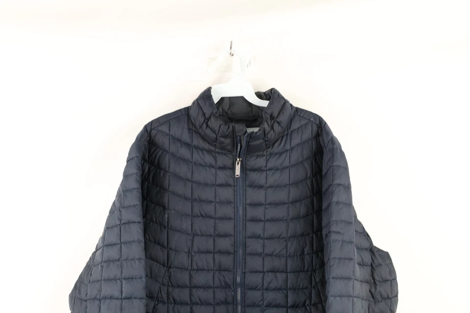 Ben Sherman Mens Size XL Distressed Quilted Full Zip Puffer Jacket Navy Blue - Image 2 of 4