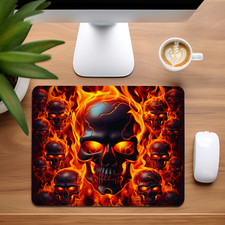 Fire Skulls Custom Non-Slip Neoprene Mouse Pad Home Office