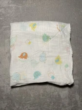 SOFTAN Muslin Baby Swaddle Blanket Elephants White Cotton Receiving Lovey 47x47
