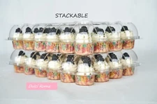 10-Pack Stackable 24-Cupcake Container- Tall Dome Cupcake Boxes- Plastic Holders