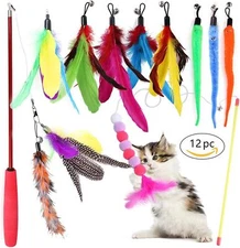12pcs Lovely Cat Kitten Toy Bulk Buy Pet Toys Rod Fur Mice Bells Balls Play &cat