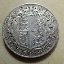 George V Half-Crown 1918 Silver Coin Nice Grade (myrefn249)