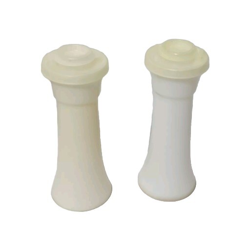 Vintage Tupperware 6” Tall Hourglass White Salt & Pepper Shakers Set
