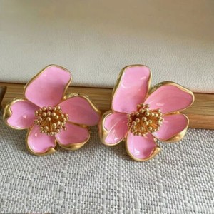 Boucles D'oreilles Fleur Rose Vintage Style - Inspirées Orena Oscar De La Renta - Neuves