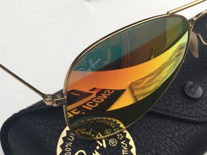 Ray-Ban Polarized Aviator Orange Mirror Flash Lens Gold Frame RB3025 