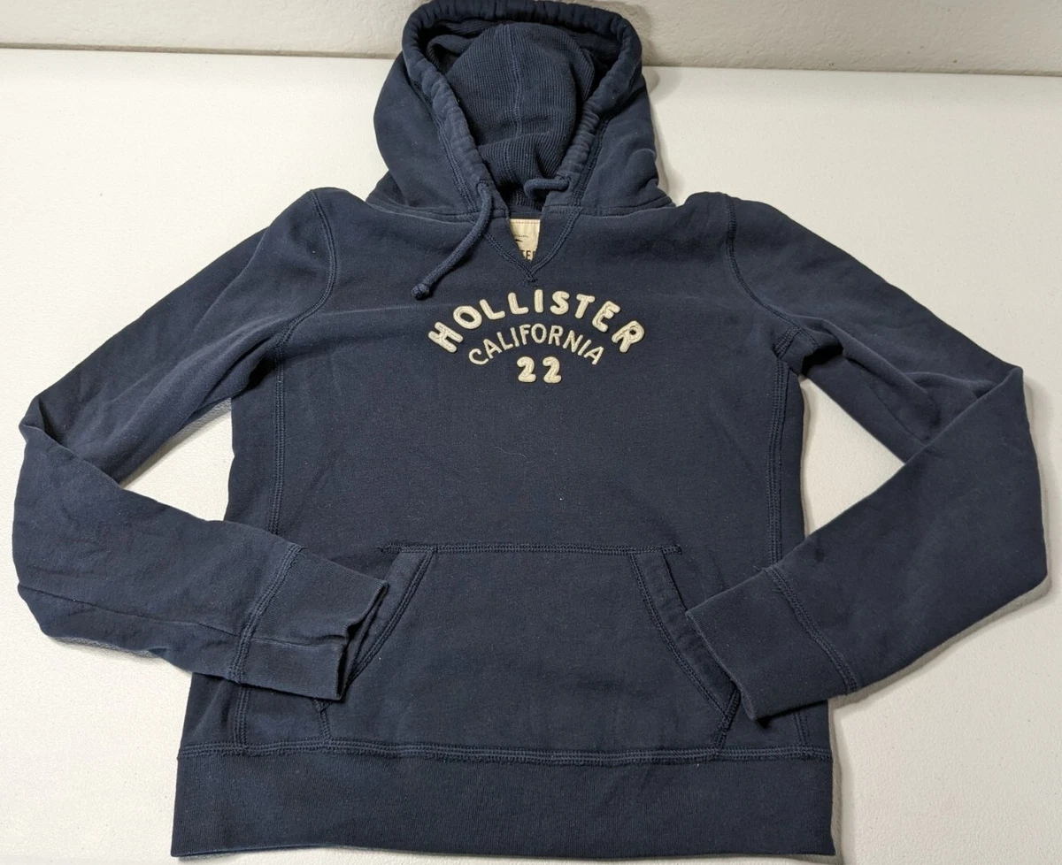 Hollister California Hoodie Women s Size L Navy Blue Embroidered