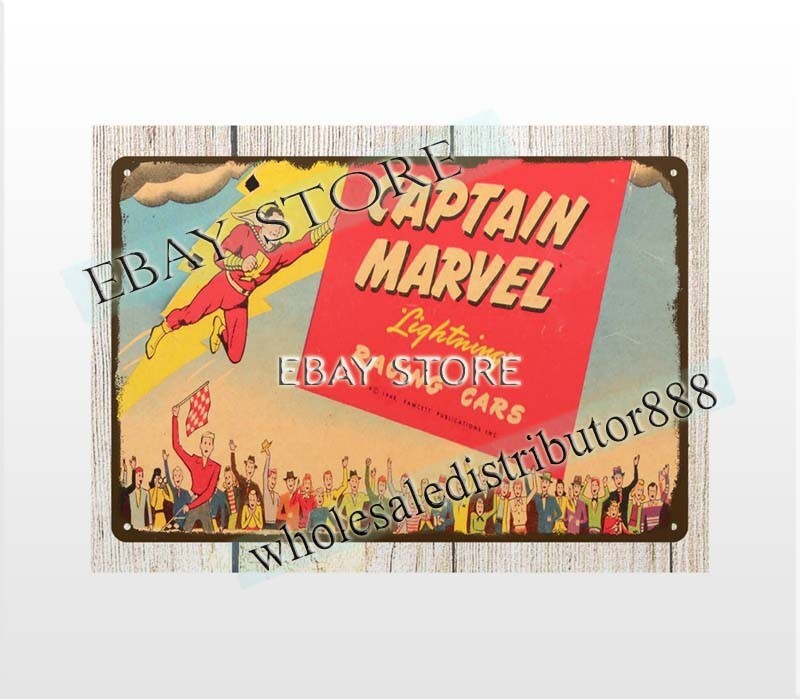 AUTOMATIC TOYWORKS CAPTAIN LIGHTNING RACE CAR SET metal tin sign