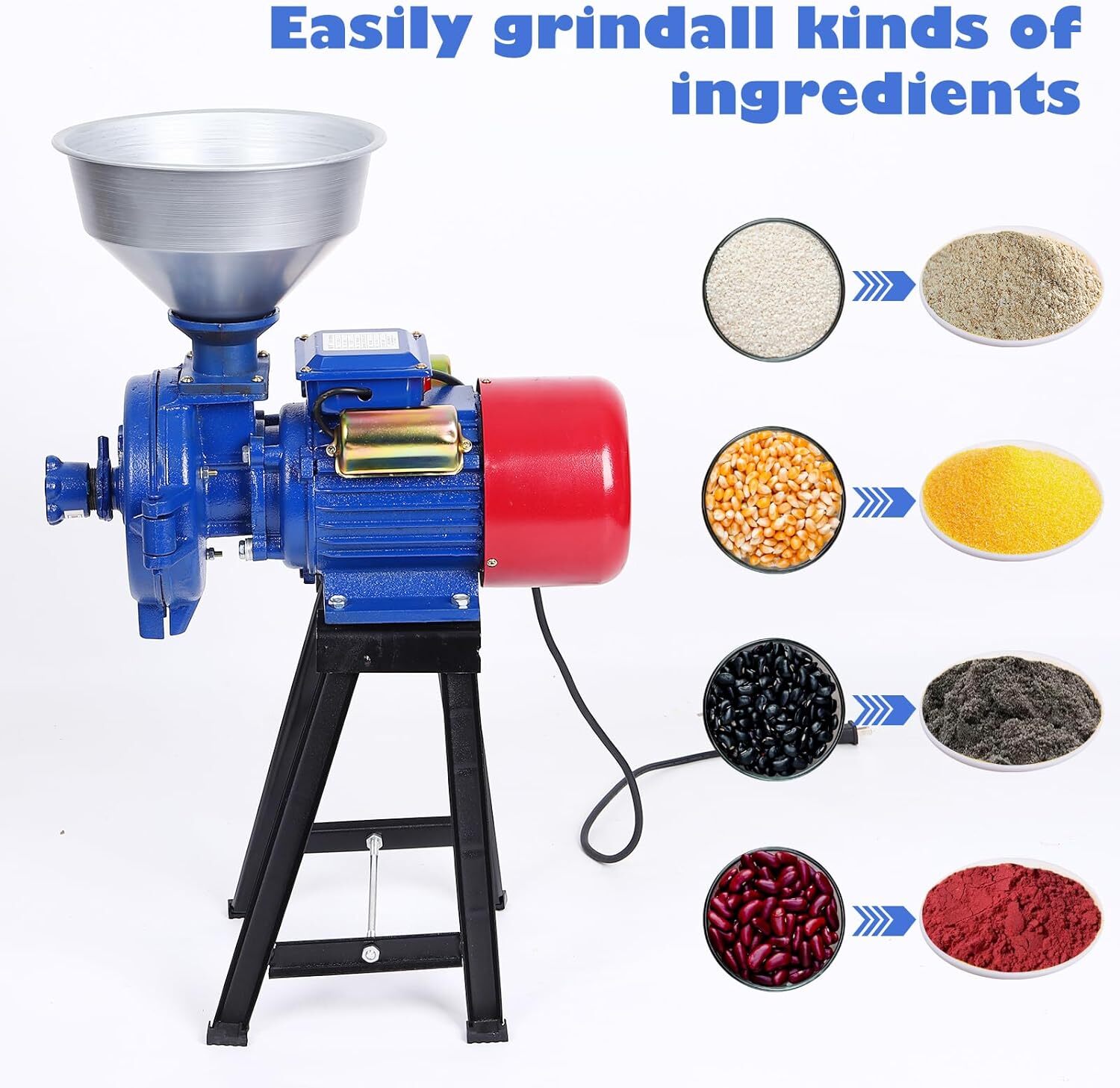 Electric Grain Mill Grinder Corn Grinder 3000W 110V Commercial Dry