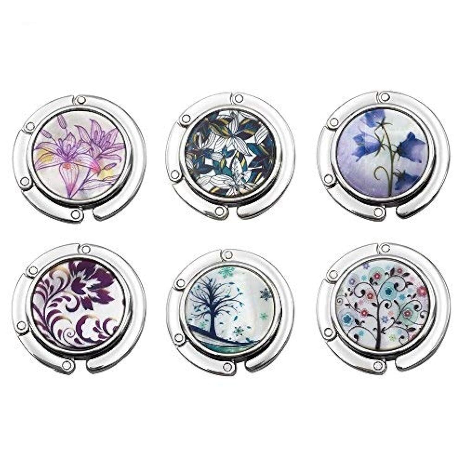 Foldable 6-Piece Mixed Color Handbag Hook Set for Tables-image