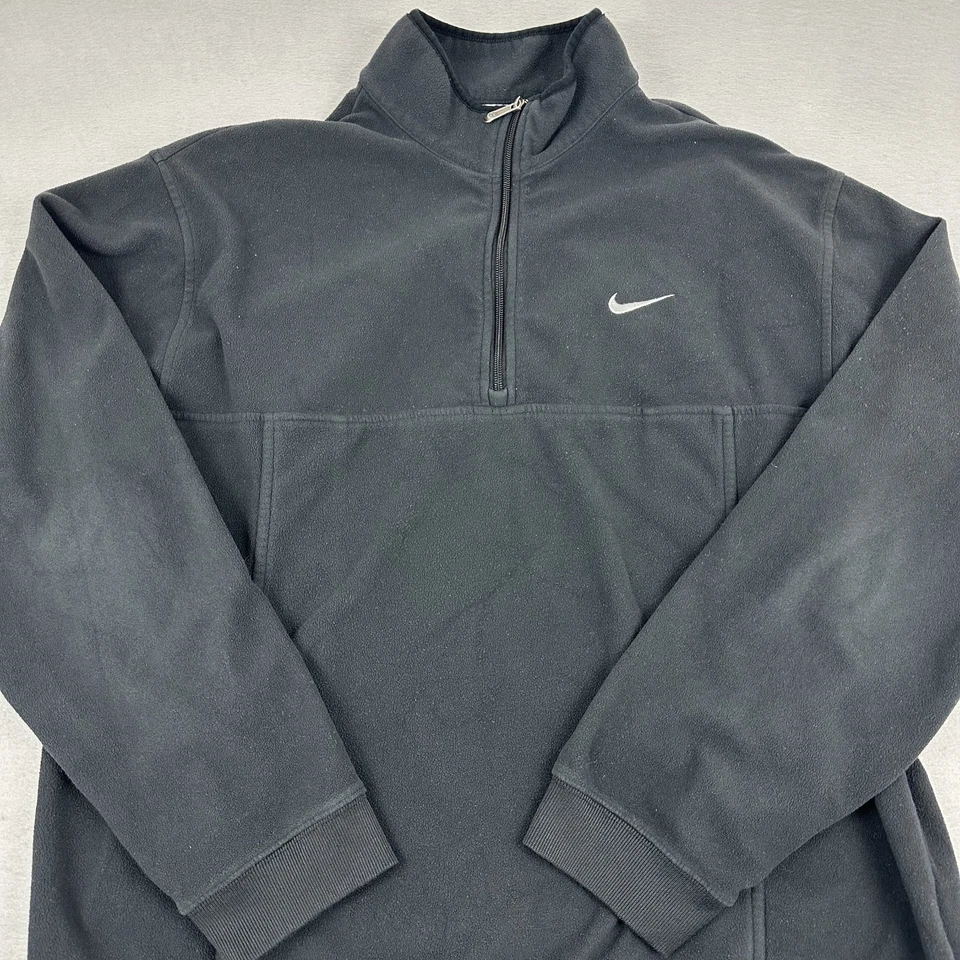 Chaqueta Nike Vintage Hombres 2XL Negra 1/4 Cremallera Polar Pullover Bolsillos Y2K 2000s XXL Foto 2 de 4