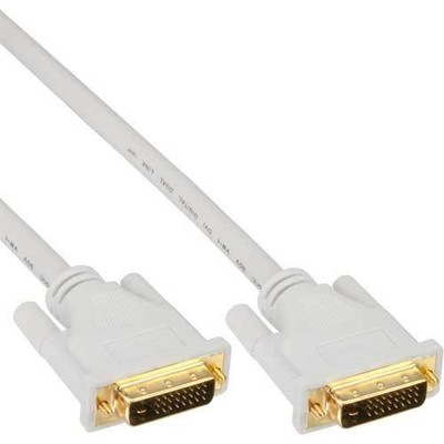 3x InLine DVI-D Kabel digital 24+1 Stecker / Stecker Dual Link weiß / gold 5m