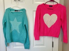 NWT Children  s Place Girls Lot Of Two Fuzzy Pastel Sweaters Sz 10/12 Pink Green