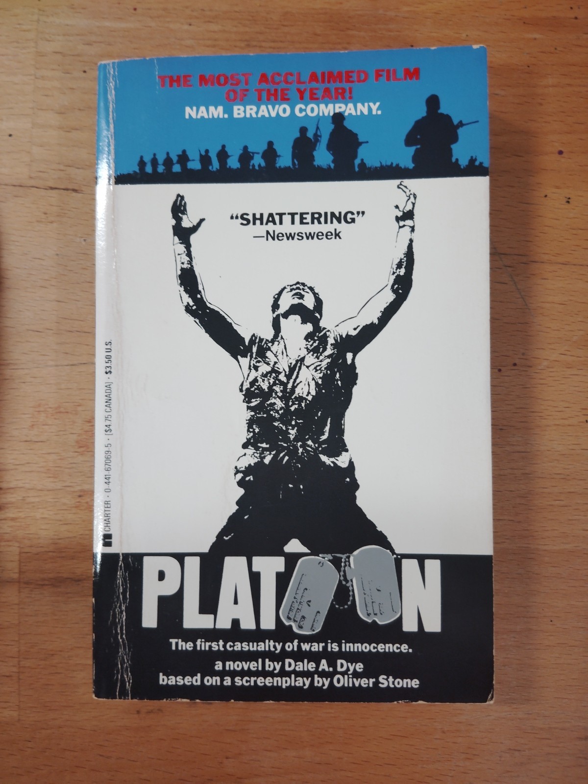 Platoon Movie Novel Dale A Dye Paperback Vietnam War 1986 (BD25)