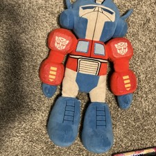 Hasbro Transformers Optimus Prime Medium Plush Stuffed Animal Blue Red Gray