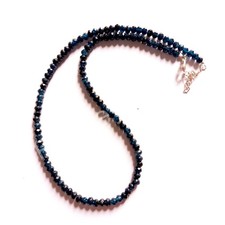 Natural Blue Sapphire Necklace, Blue Sapphire Faceted Rondelle Beads Necklace