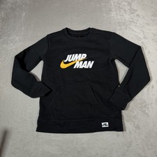 Nike Jordan Jumpman Sweatshirt Youth Medium 10/12 Black Logo Kangaroo Pocket