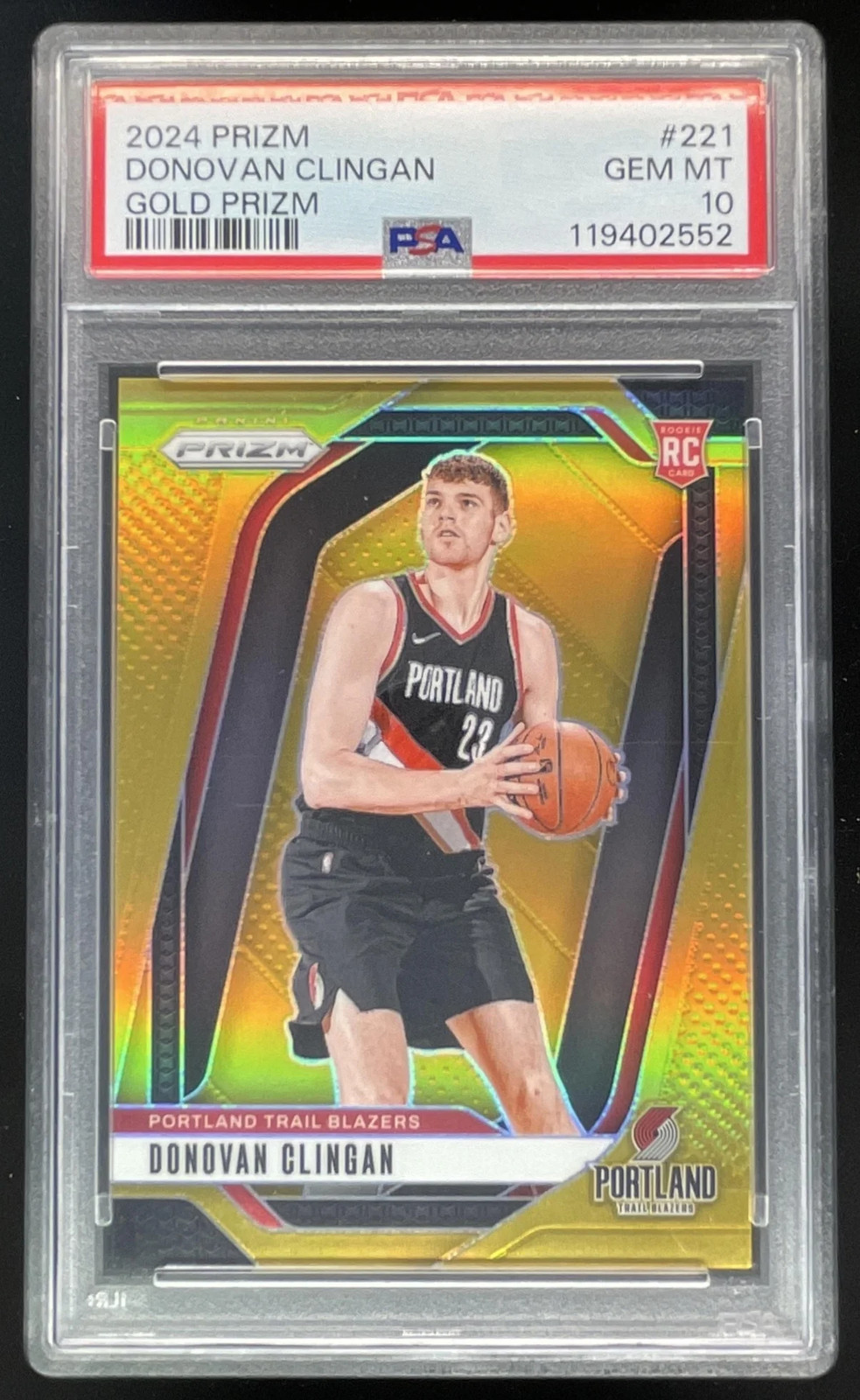 2024-25 Panini Prizm Gold Prizm #221 Donovan Clingan /10 PSA 10