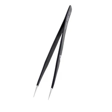 Black Coated Metal Safe Non Magnetic Sharp Pointed Tip Tweezers 12cm
