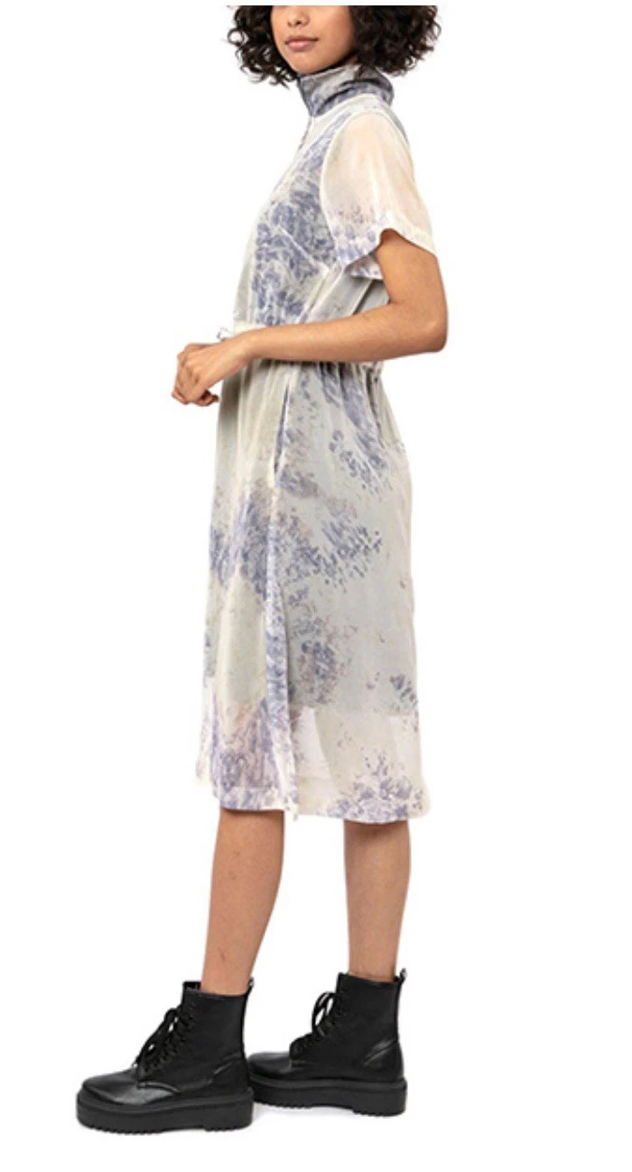 Abito Religion Supreme dettaglio teschio taglia 10 UK 38 EU VIOLA GIALLO CHIFFON