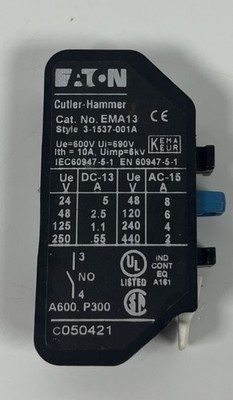 Eaton EMA13 Cutler Hammer Auxiliary Contact Block 600V 10A 6kV OEM