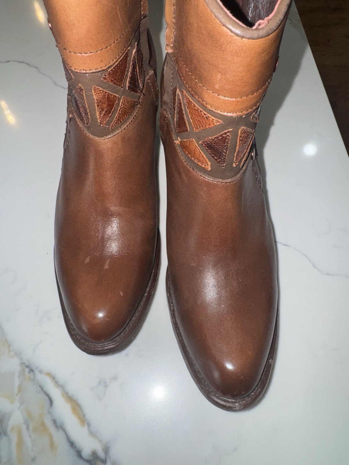 Cuadra Python & Leather Boots Handmade Patchwork … - image 3