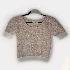 Vintage Liz Claiborne Wool Angora Cap Sleeve Cropped Sweater Size Medium EUC