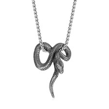 Vintage Gothic Punk Hip Hop Stainless Steel Animal Snake Retro Jewelry Necklace