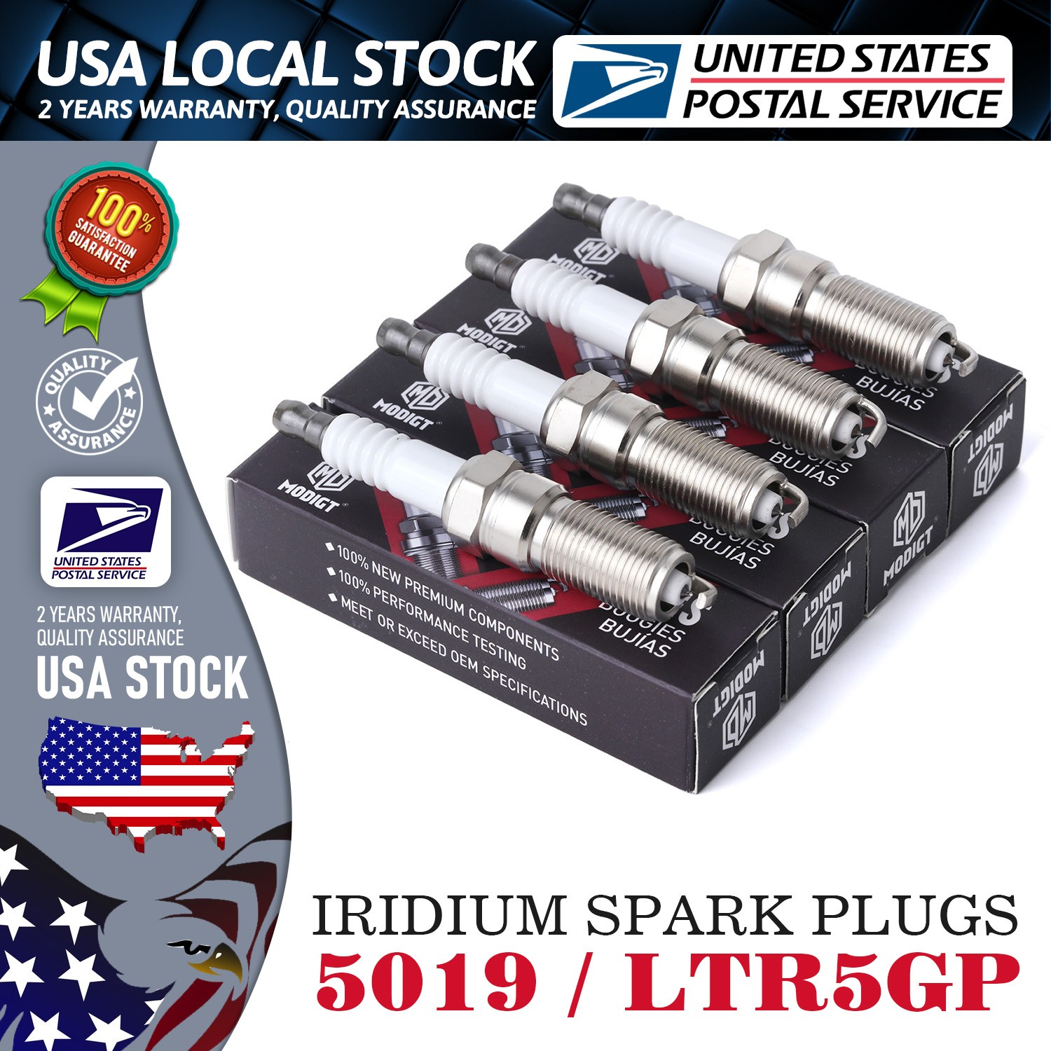 Set of 4 OEM Performance Iridium Spark Plugs Fit For NGK 5019 Spark Plugs LTR5GP