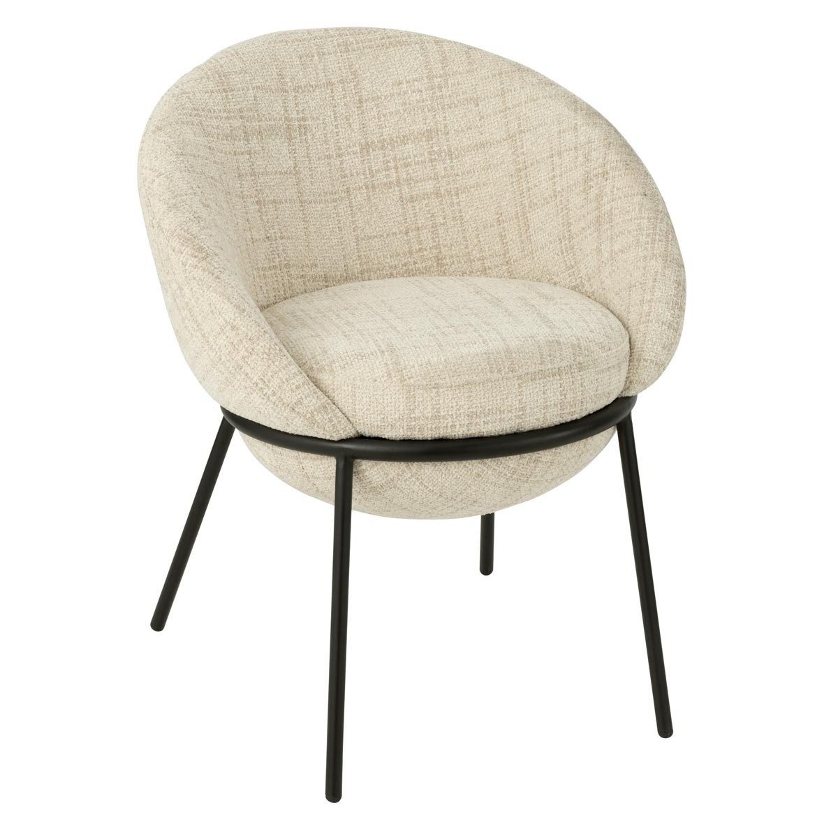 Fauteuil design Elwood 76cm beige en tissu bouclé pour salon