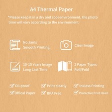 Aibecy A4 Thermal Paper 2 Rolls Quick-Dry BPA-Free For A40 Printer
