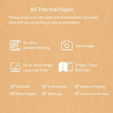 Aibecy A4 Thermal Paper 2 Rolls Quick-Dry BPA-Free For A40 Printer