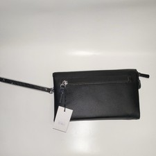 Damen Clutch schwarz Kunstleder Reißverschlu...