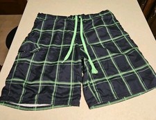 OP Swim Trunks Men's Sz XL 40-42 Black w Green Accent 1 Side Pocket   COOL 