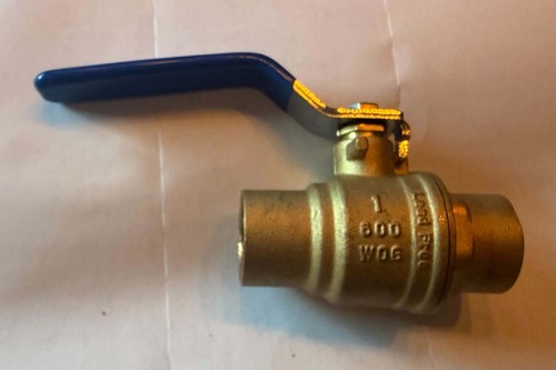 Heavy Duty Full Port Brass Ball Valve, 1" X 1" Sweat Connection, NSF61 600 WOG